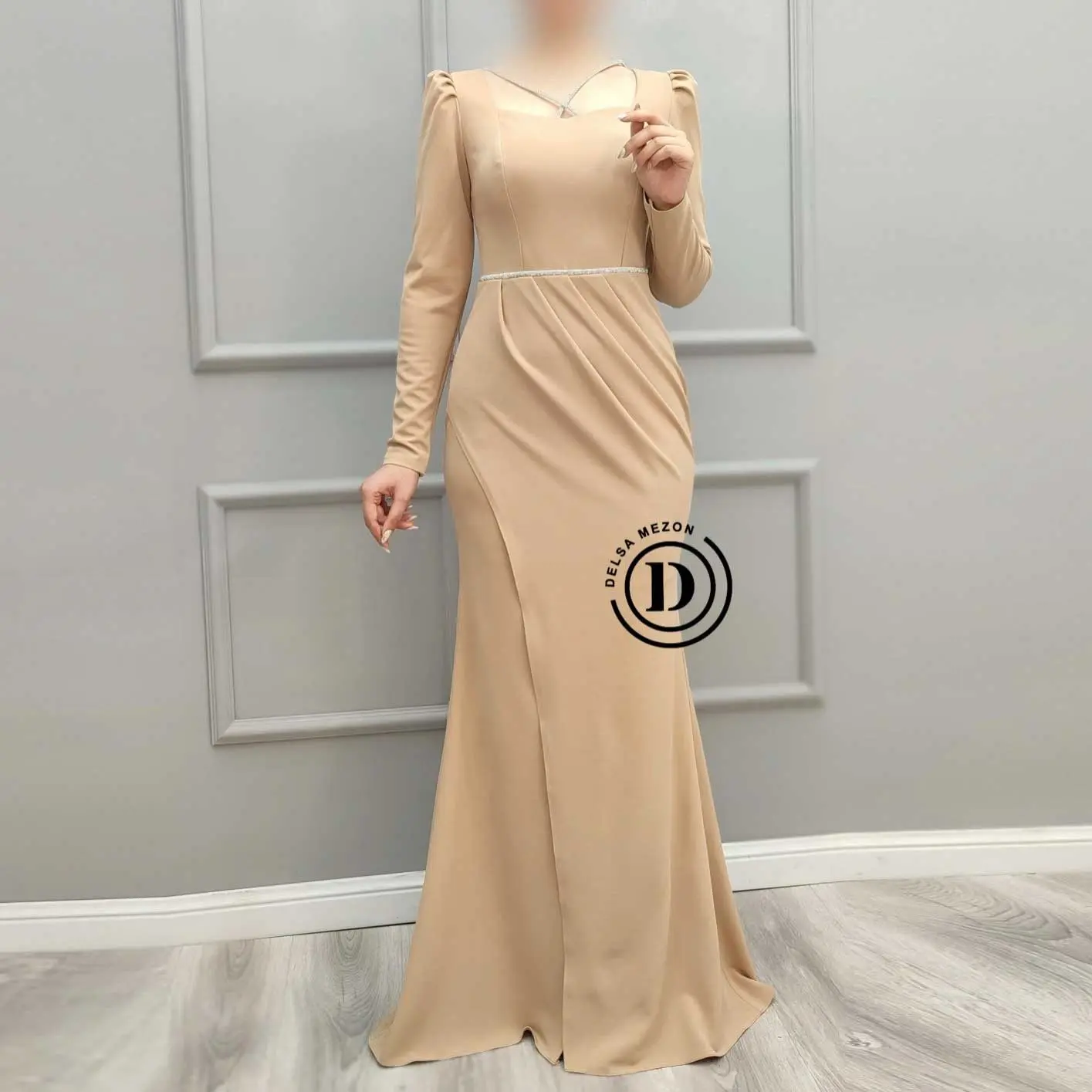 پیراهن بلند نگین 7006