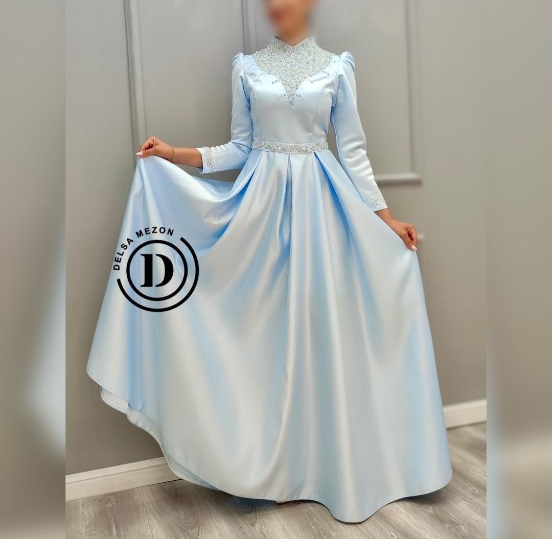 پیراهن عروس و محضر یقه مروارید 907